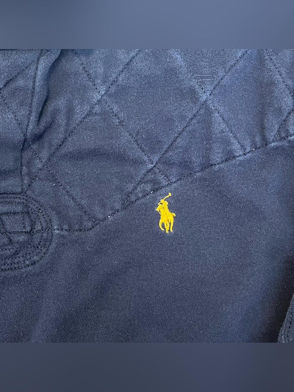 Vintage Polo Ralph Lauren Navy Blue Rugby Polo Long Sleeve Shirt Quilted Mens XL - Picture 3 of 7